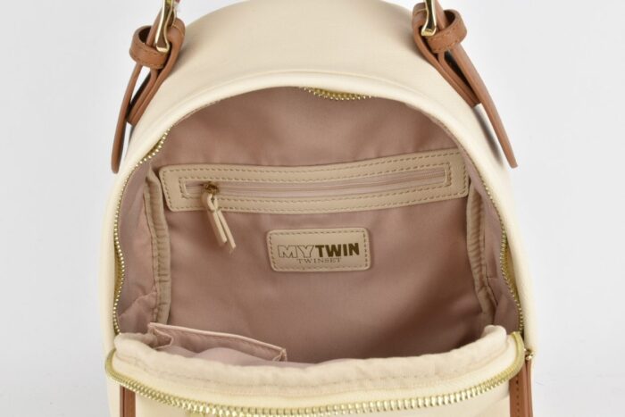 TWIN-SET | Zainetto crema e marrone con borchie Borse