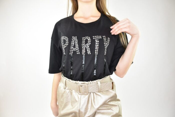 PATRIZIA PEPE t-shirt nera party Abbigliamento