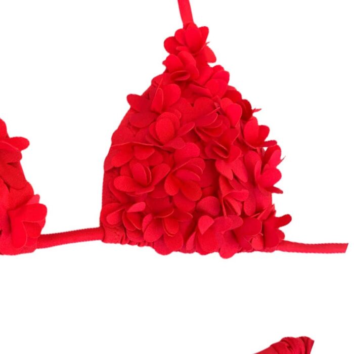COSTUME bikini rosso petali e slip brasiliano Costumi