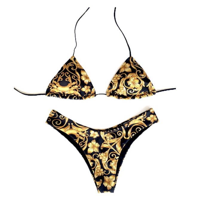 COSTUME bikini 2 pezzi stampa gold flowers Costumi
