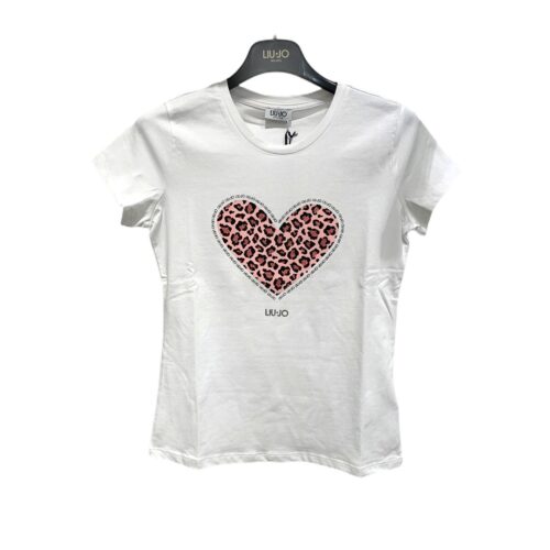 LIU JO T-shirt bianca cuore maculato Abbigliamento