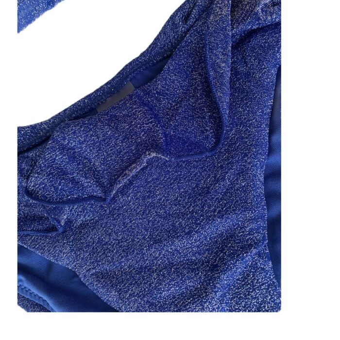 COSTUME 2 pezzi monospalla lurex blu Costumi