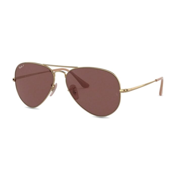 RAY-BAN unisex occhiali da sole lenti polarizzate marroni UV3 a goccia aviator oro No COD