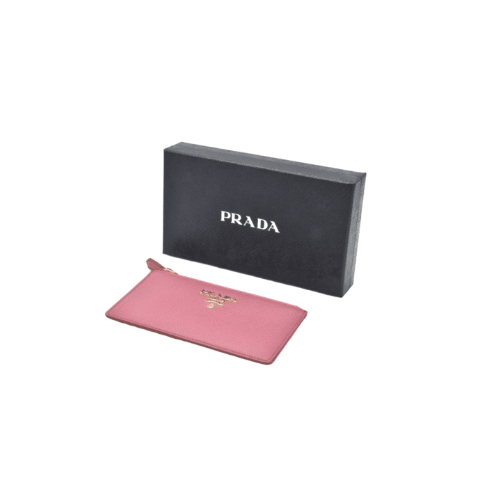 PRADA Portacarte con portamonete rosa pelle saffiano Accessori