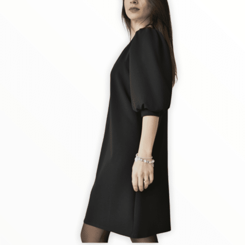 VANESSA SCOTT vestito nero pizzo macramè schiena Abbigliamento