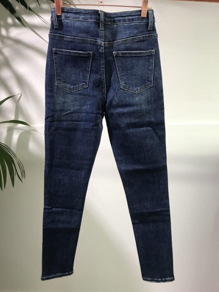 METIS GLAM Pantaloni jeans skinny a vita alta con strappi sul fondo Abbigliamento