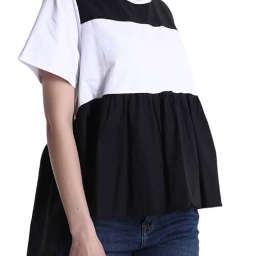METIS GLAM  T-shirt blusa balze nera e bianca Abbigliamento