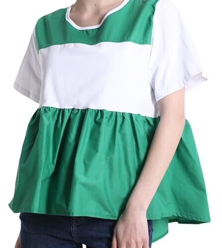 METIS GLAM T-shirt blusa balze verde e bianca Abbigliamento