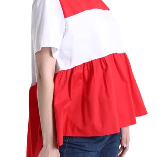 METIS GLAM T-shirt blusa balze rossa e bianca Abbigliamento