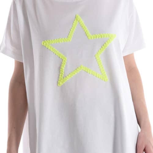 METIS GLAM T-shirt cotone stella ricamata fucsia Abbigliamento