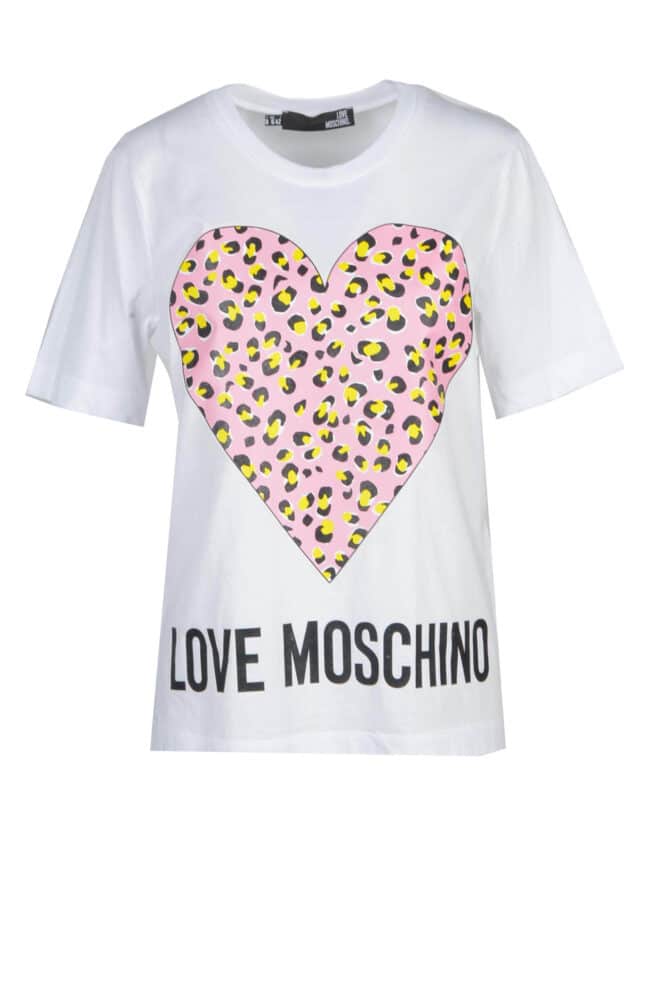 LOVE MOSCHINO T-shirt bianca cuore maculato Abbigliamento