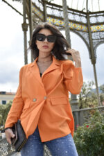 METIS GLAM Giacca Blazer arancio lino e cotone Abbigliamento